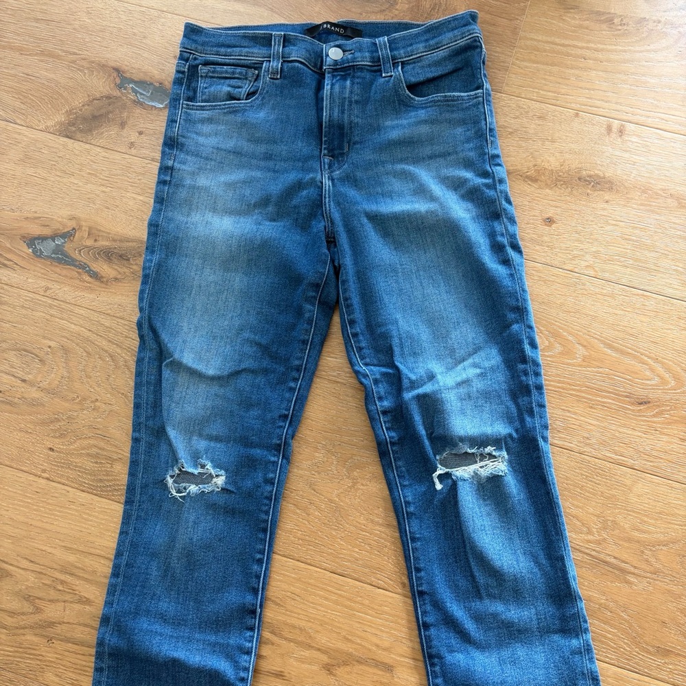 J Brand Women's Ripped Blue Skinny Jeans
